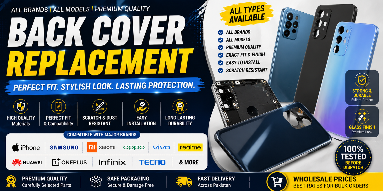 Back Cover Replacement for All Mobile Brands | PhoneParts.pk