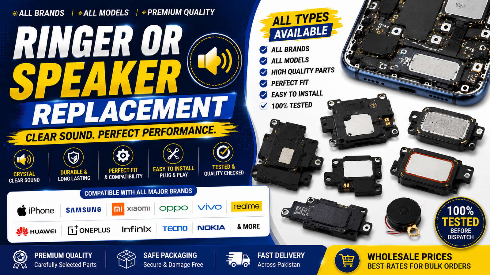 Ringer & Speaker Replacement Part All Brands - PhoneParts.pk